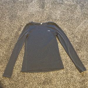 Women’s HeatGear Armour Long Sleeve Pitch Grey Light Heather/Metallic Silver